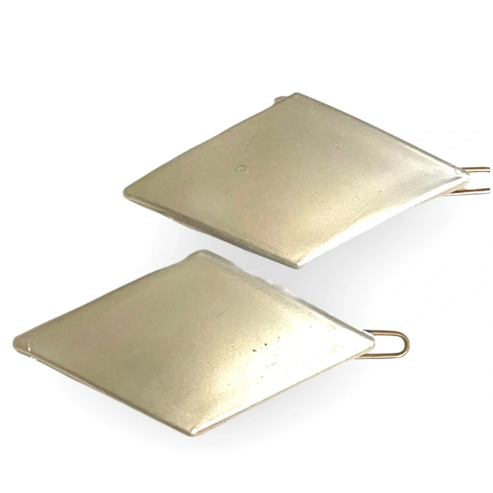 1960’s Vintage Silver Angular Barrettes, Made‎ in France